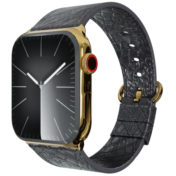 Gold Apple Watch 11 with Black Python Strap