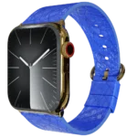 Gold Apple Watch 11 with Blue Python Strap