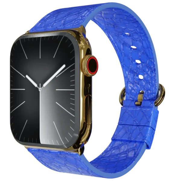 Gold Apple Watch 11 with Blue Python Strap