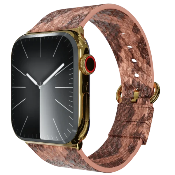 Gold Apple Watch 11 with Brown Python Strap
