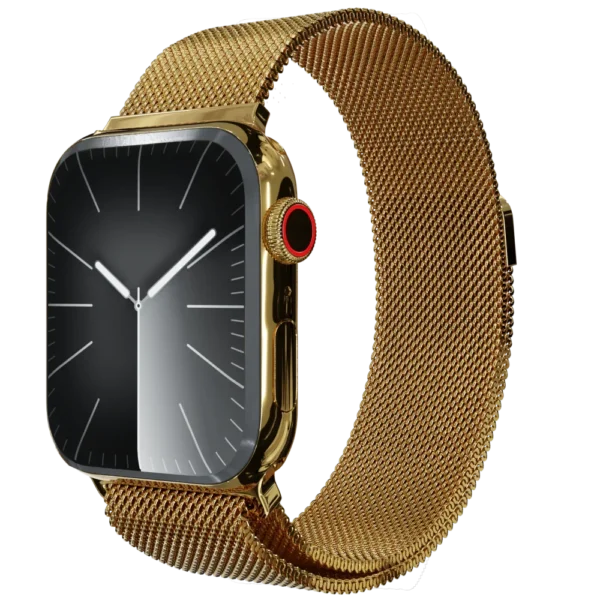 Gold Apple Watch 11 with Milanese strap