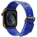 Gold Apple Watch 11 with Blue Python Strap - Image 2