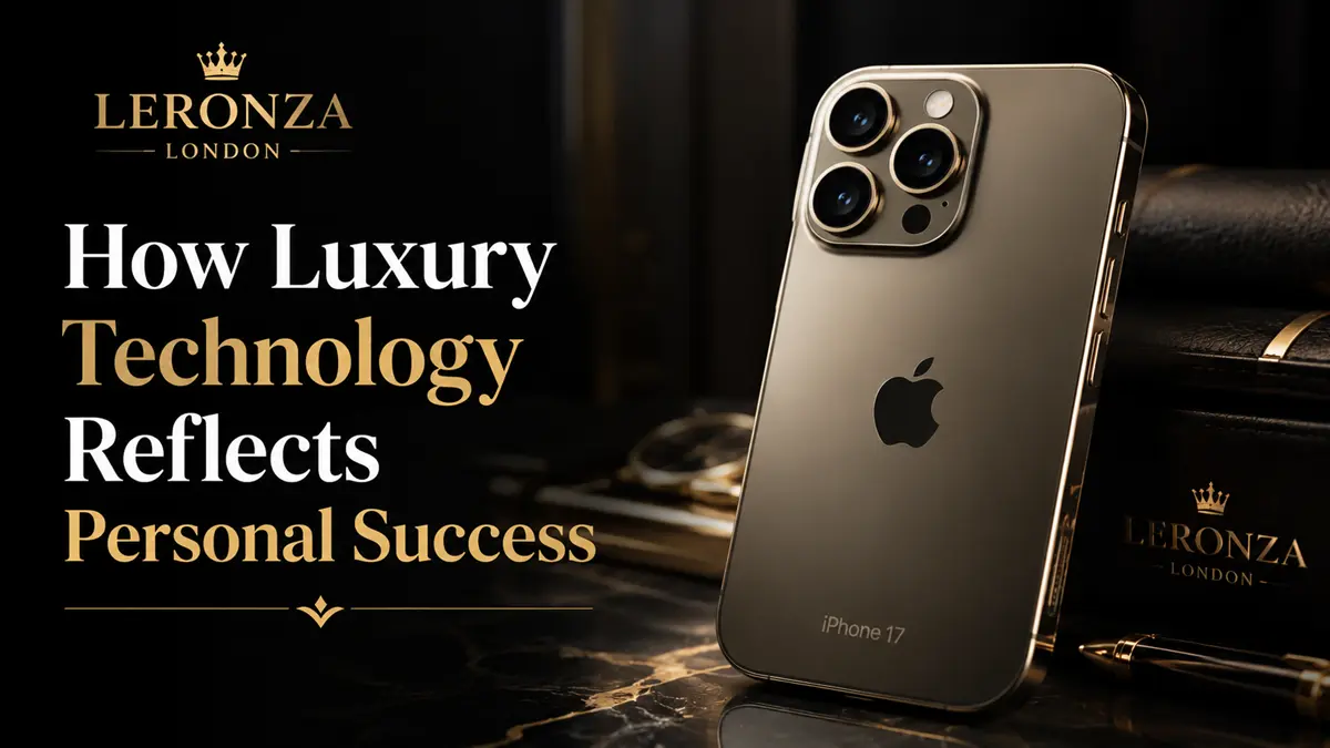 Entrepreneur holding a LERONZA™ Gold iPhone as a symbol of success and craftsmanship.
