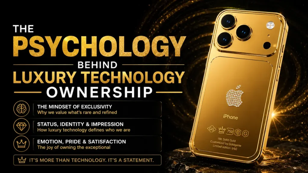 Entrepreneur holding a LERONZA™ Gold iPhone as a symbol of luxury technology ownership.