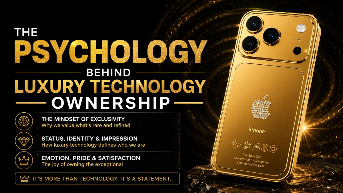 Entrepreneur holding a LERONZA™ Gold iPhone as a symbol of luxury technology ownership.